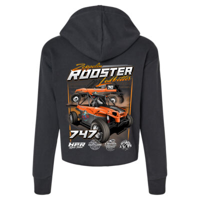 Zeppelin Ledbetter Rooster 3 Black Sueded Crop Hooded Sweatshirt Thumbnail