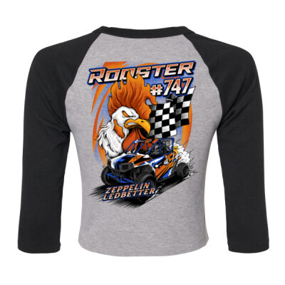 Zeppelin Ledbetter Rooster 1 Black Raglan Baby Tee Thumbnail