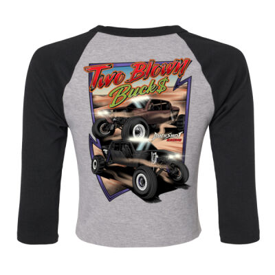 Two Blown Bucks Woman's Black Raglan baby Tee Thumbnail