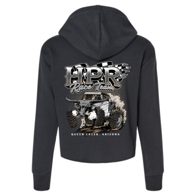 HPR Race Team Women's Black Sueded Crop Hooded Sweatshirt Thumbnail