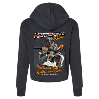 Raisin Hell, Kiddos and Cattle Women's Black Sueded Crop Hoodie Sweatshirt Thumbnail