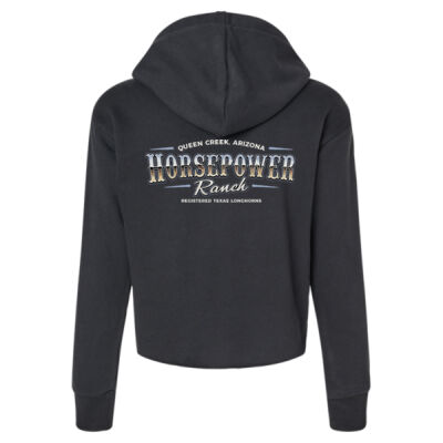 Horsepower Ranch Women's Black Sueded Crop Hooded Sweatshirt Thumbnail