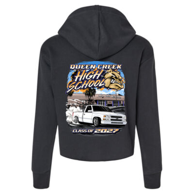 Queen Creek High School Black Sueded Crop hooded Sweatshirt  Thumbnail