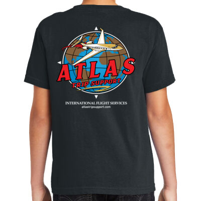 Youth Premium Heavyweight Atlas Trip Support Black Tee Thumbnail